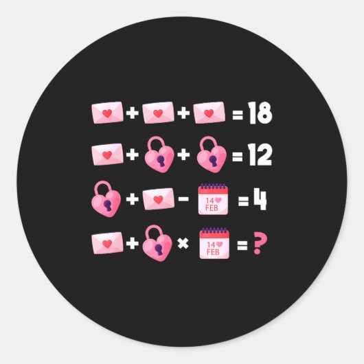 Valentines Day Order Of Operations Valentines Math ラウンドシール (正面)