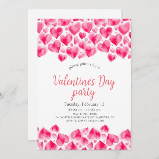 Valentine's Day Party 招待状 (正面/裏面)