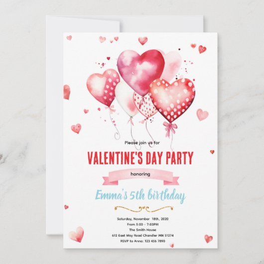 Valentines day party invitation 招待状 (正面)