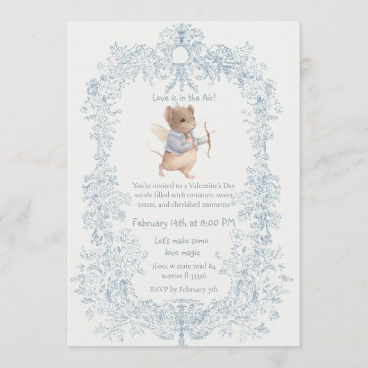 Valentine's Day Party Mouse Themed Invitation 招待状 (正面)