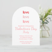 Valentine's Day Party Pink and Red typography 招待状 (スタンド正面)