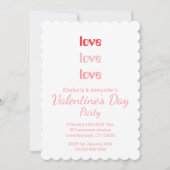 Valentine's Day Party Pink and Red typography 招待状 (正面)