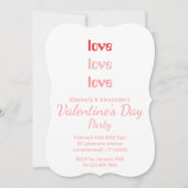 Valentine's Day Party Pink and Red typography 招待状 (正面)