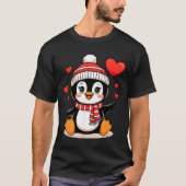 Valentine's Day Penguin Heart Balloon Cute  Tシャツ (正面)