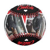 Valentine's Day Perfect Catch Photo Red & Black 野球ボール (正面)