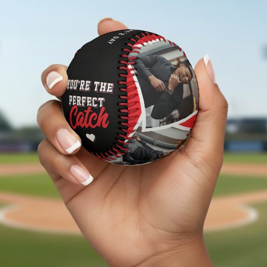 Valentine's Day Perfect Catch Photo Red & Black 野球ボール