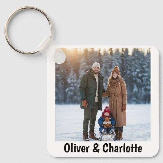 Valentine's Day Personalized Photo & Name Couple キーホルダー (正面)