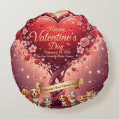 Valentine's Day Pets Lover's Floral Round Pillow ラウンドクッション (裏面)