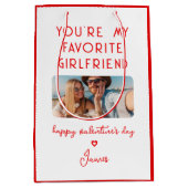 Valentines Day Photo あなたは私のガールフレンドお気に入りの ミディアムペーパーバッグ (正面)