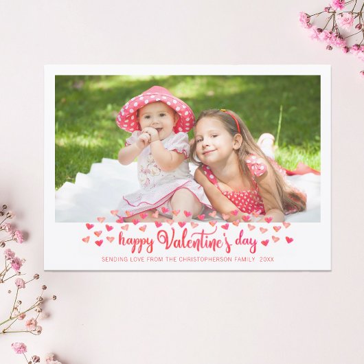 Valentine's Day Photo Watercolor Mini Hearts シーズンカード