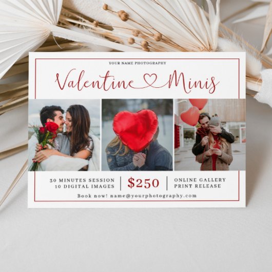 Valentine's Day Photography Mini Session Marketing ノートカード
