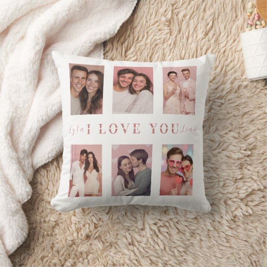 Valentine's Day Pillow | Custom Collage Photos クッション (ブランケット)
