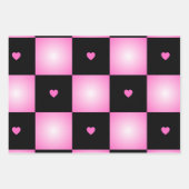 Valentines Day Pink and Black Ombre Custom ラッピングペーパーシート (正面)