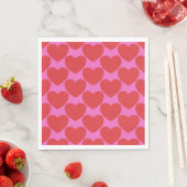 Valentine's Day Pink and Red Heart Pattern Party スタンダードランチョンナプキン (インサイチュ)
