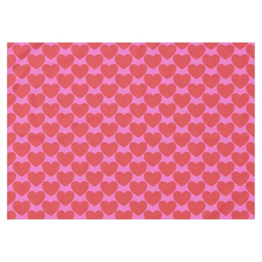 Valentine's Day Pink and Red Heart Pattern Party テーブルクロス (正面(横))
