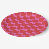 Valentine's Day Pink and Red Heart Pattern Party ペーパープレート (アングル)
