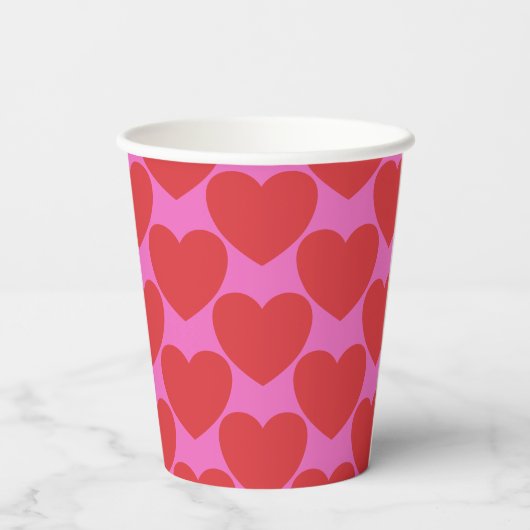 Valentine's Day Pink and Red Heart Pattern Party 紙コップ (裏面)