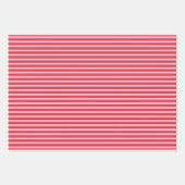 Valentine's Day Pink and Red Stripes Pattern ラッピングペーパーシート (正面2)