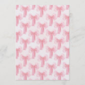 valentines day Pink Bow girl Baby Shower  招待状 (裏面)