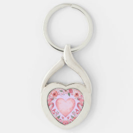 Valentine's Day, Pink Love Heart, Soft Purple Back キーホルダー