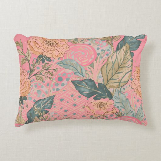 Valentines Day,Pink,Lovely Flowers,Modern, Trendy アクセントクッション (正面)