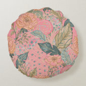 Valentines Day,Pink,Lovely Flowers,Modern, Trendy ラウンドクッション (裏面)