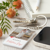 Valentine's Day Pink & Red Hearts Photo キーホルダー (正面右)