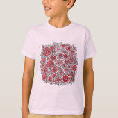 Valentine's Day Pink Red Roses Hearts Doodles  Tシャツ (正面)