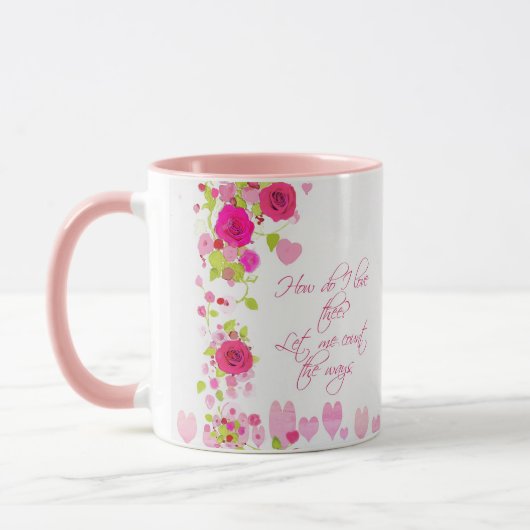 Valentines Day Pink Roses Romantic Sweetheart Mug マグカップ (左)