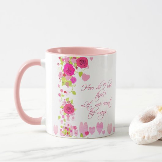 Valentines Day Pink Roses Romantic Sweetheart Mug マグカップ (ドーナツ)