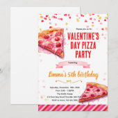 Valentine's Day Pizza Party invitation 招待状 (正面/裏面)