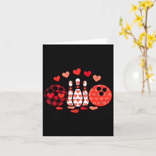 Valentines Day Plaid Bowling Valentine Srts Men Wo カード (黄色い花)