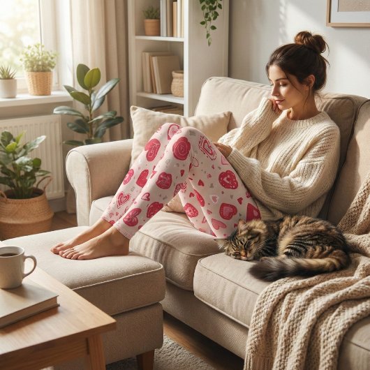 Valentine's Day Playful Pink Hearts Pattern レギンス