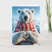 Valentine's Day Polar Bear With Heart Paws カード (正面)