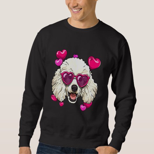 Valentines Day Poodle Heart Couples Puppy Poodle D スウェットシャツ (正面)