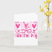 Valentines Day Preppy Hearts Coquette Bow Women Gi カード (黄色い花)