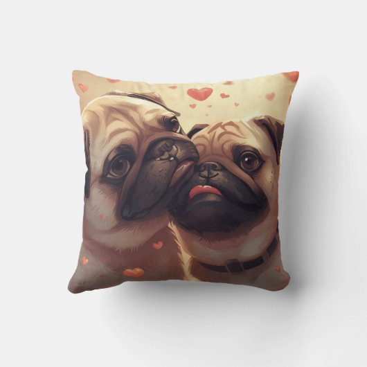 Valentine's Day Pug Love Pillow クッション (裏面)
