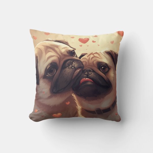 Valentine's Day Pug Love Pillow クッション (正面)