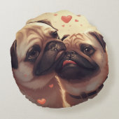 Valentine's Day Pug Love Round Pillow ラウンドクッション (裏面)
