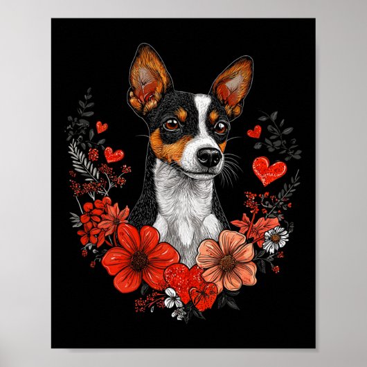 Valentine's Day Rat Terrier Dog  ポスター (正面)