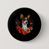 Valentine's Day Rat Terrier Dog  缶バッジ (正面)