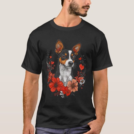 Valentine's Day Rat Terrier Dog  Tシャツ (正面)