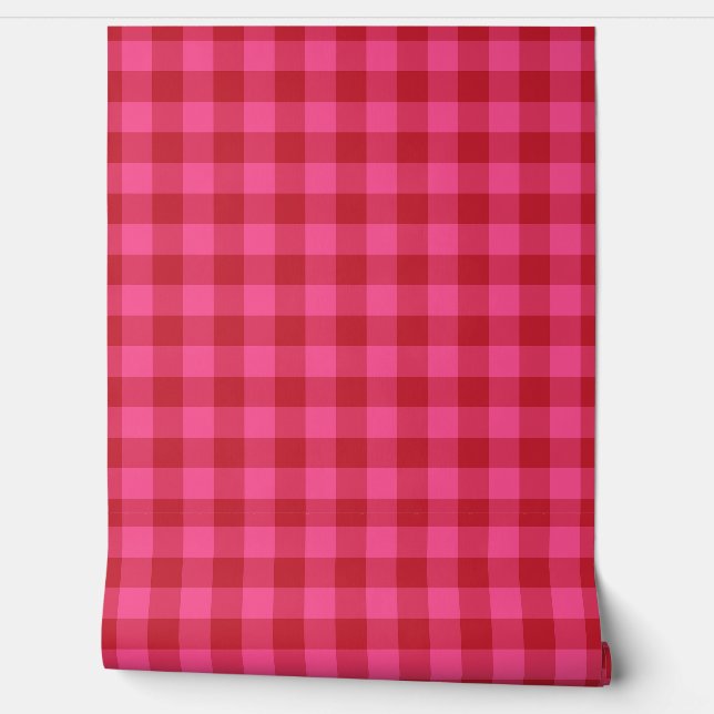 Valentines Day Red and Pink Gingham Check 壁紙 (ほどく)