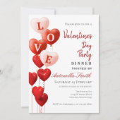 Valentine's Day Red Heart Love 招待状 (正面)