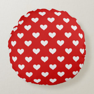Valentines Day Red Love Hearts Round Pillow ラウンドクッション