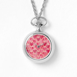 Valentine's Day, Red Pink Love Heart Pattern 腕時計