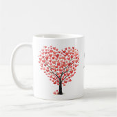 Valentine's Day Red Pink Watercolor Hearts Tree コーヒーマグカップ (左)
