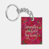 Valentine's Day Red Roses Custom Message  キーホルダー (正面左)