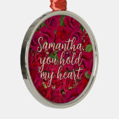 Valentine's Day Red Roses Custom Message  メタルオーナメント (右)