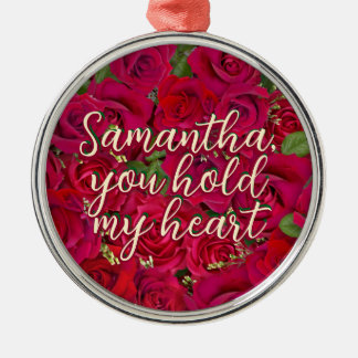 Valentine's Day Red Roses Custom Message  メタルオーナメント